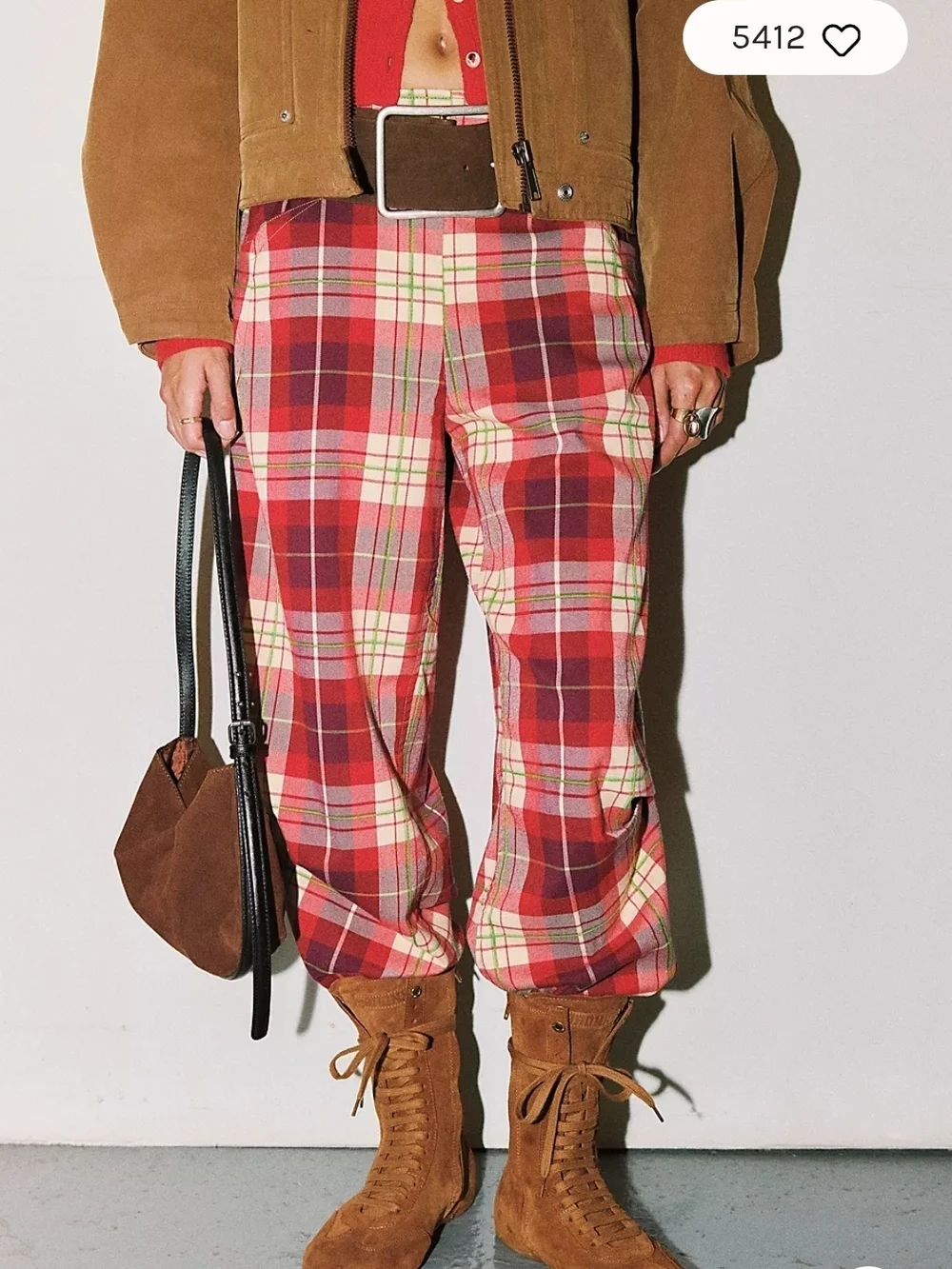 Free People Nice Choice Pull On Trouser Wine Combo-Lantern Plaid XS NWOT